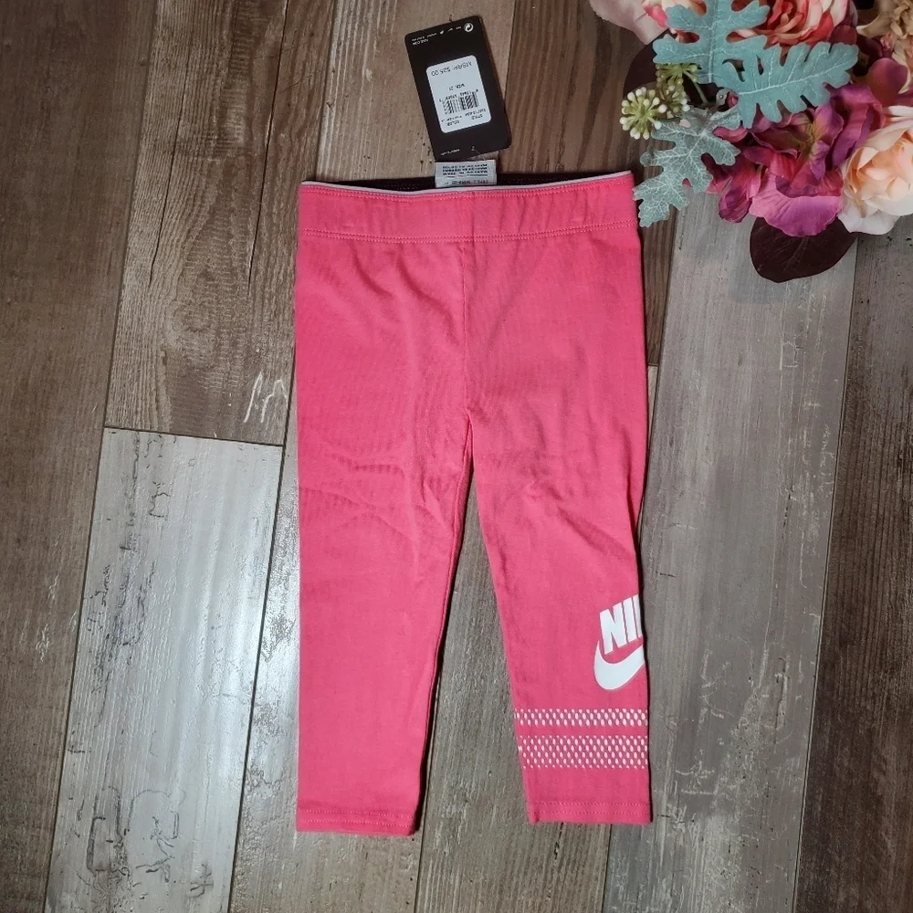 NWT Nike Pink Nebula Toddler Girl Leggings Size 2T Pink and White